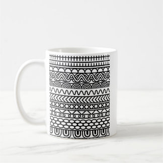 Caneca De Café Amostra de Malha Boho Monocromática | Geométrico T