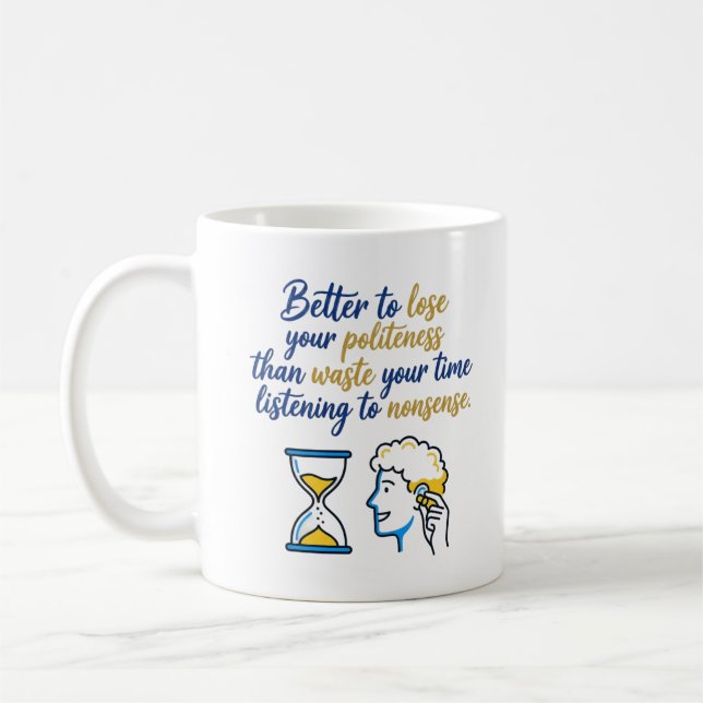 Caneca De Café Ampulheta & Citação de Perfil (Esquerda)
