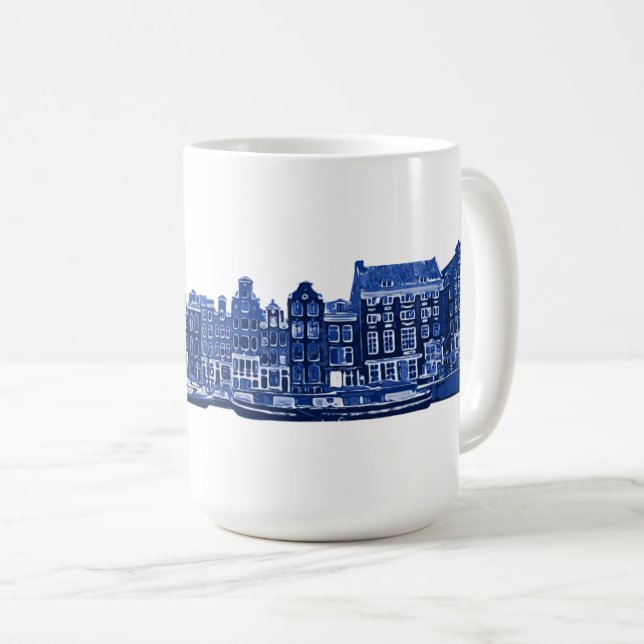 Caneca De Café Amsterdã no estilo de software azul (Frente Esquerda)