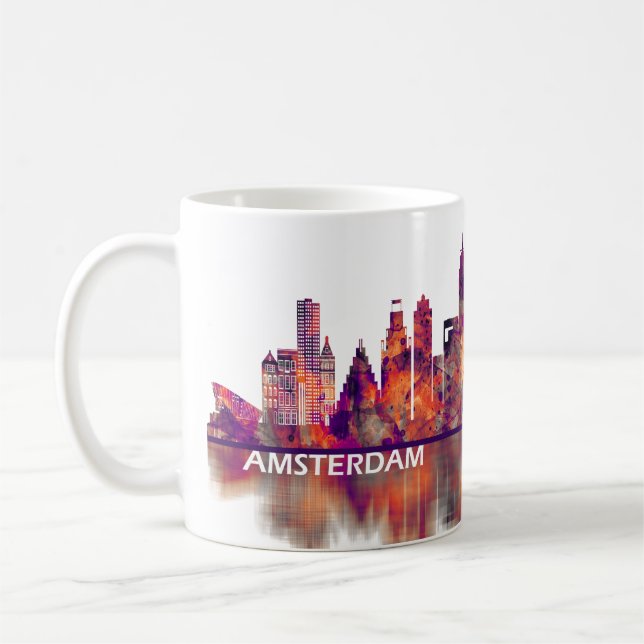 Caneca De Café Amsterdam Netherlands Skyline (Esquerda)