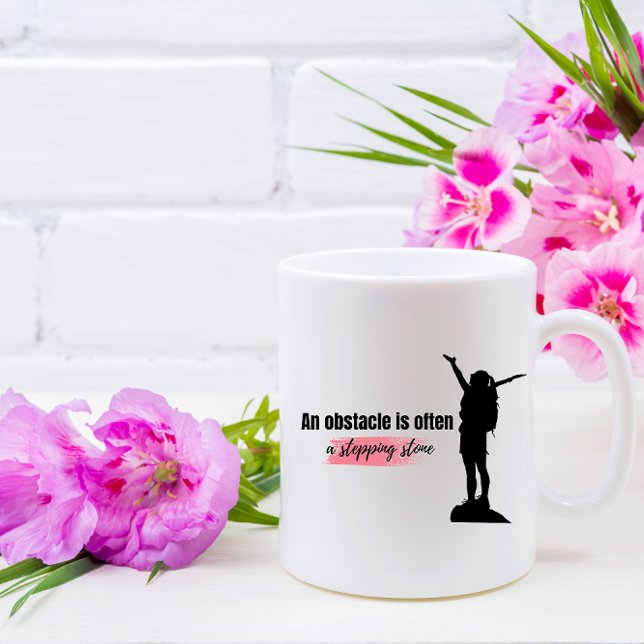 Caneca De Café An obstacle is often a stepping stone Quote (Criador carregado)