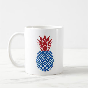 Caneca De Café Ananás branco-vermelho e ananás azul