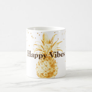 Caneca De Café Ananás Dourado amarelo