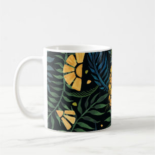 Caneca De Café Ananases, palmeiras: padrão tropical.
