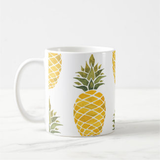 Caneca De Café Ananases Pintados À Mão: Sem Costura De Aquarelas.