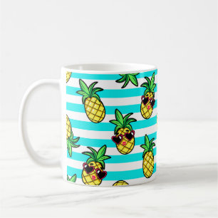 Caneca De Café Ananases Tropicais: Padrão de óculos Solares Retro