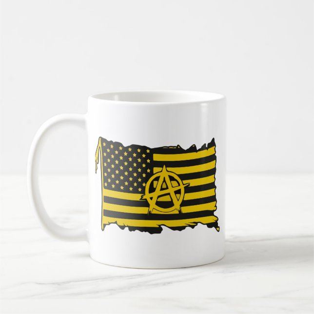 Caneca De Café Anarcho-Capitalist Flag USA  Black & Gold flag (Esquerda)