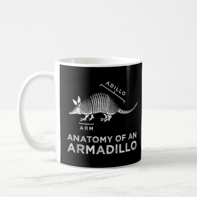 Caneca De Café Anatomia de Armadillo Funny Texas Armadillos Wildl (Esquerda)