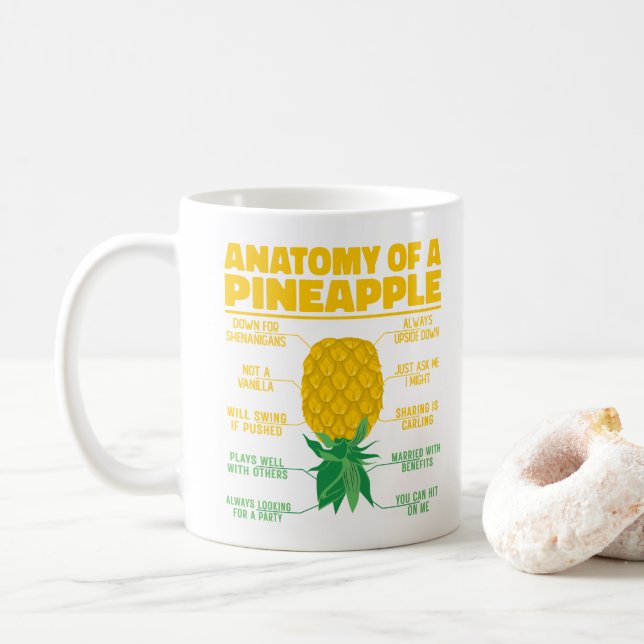 Caneca De Café Anatomia de um Abacaxi Piadas de Abacaxi Divertida (Com Donut)