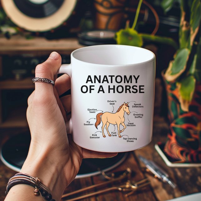 Caneca De Café Anatomia de um Cavalo, Presentes Divertidos de Cav (Criador carregado)