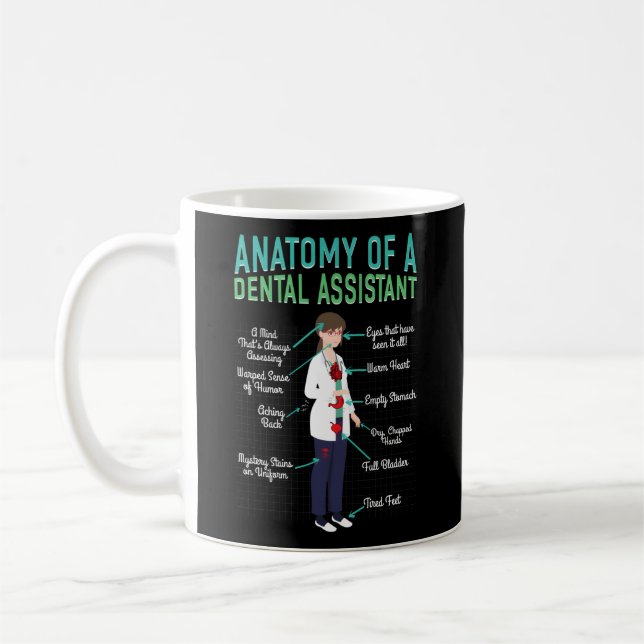 Caneca De Café Anatomia Dentária Assistente De Higienista Dentist (Esquerda)