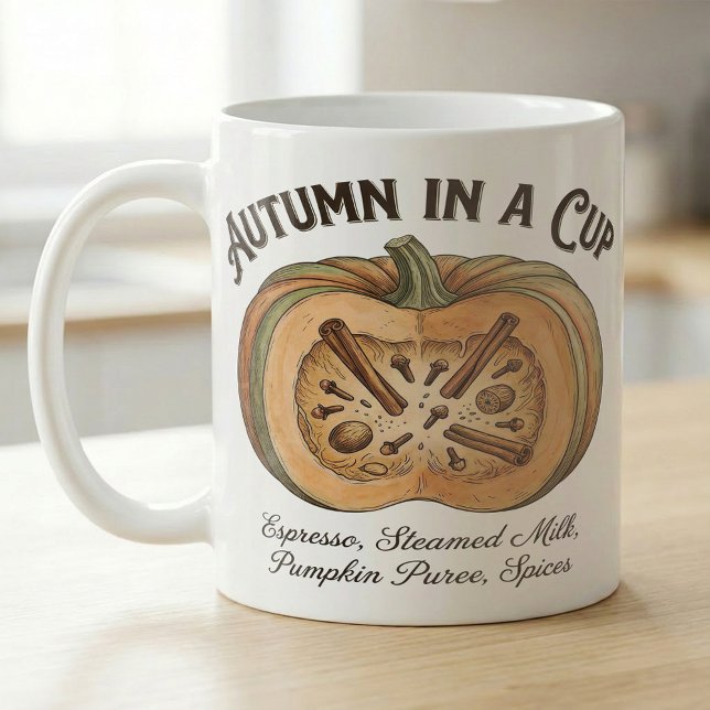 Caneca De Café Anatomia do Latte de Abóbora Outono Ingredientes (Criador carregado)