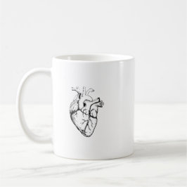 Caneca De Café Anatomical Heart Vintage Line Art