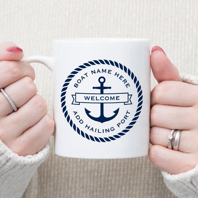 Caneca De Café Anchor e designação do barco de corda que se encon (Criador carregado)