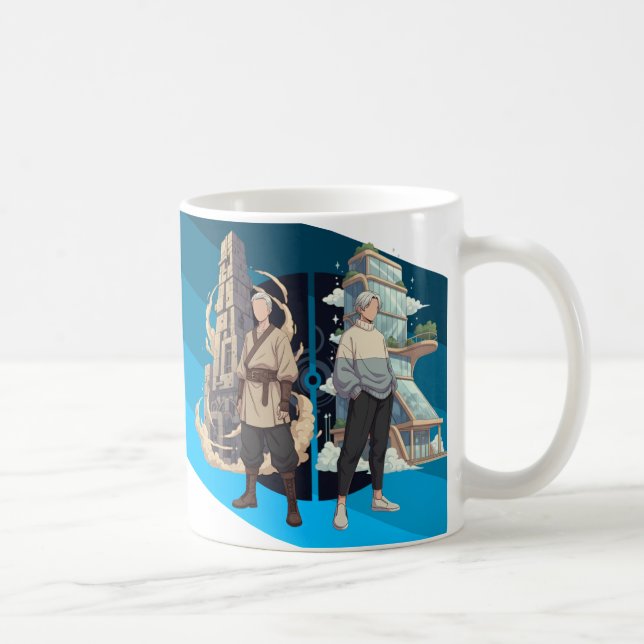 Caneca De Café Ancient and Modern Architecture Contrast Art (Direita)