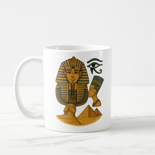 Caneca De Café Ancient Egyptian Pharaoh Symbols  (Esquerda)