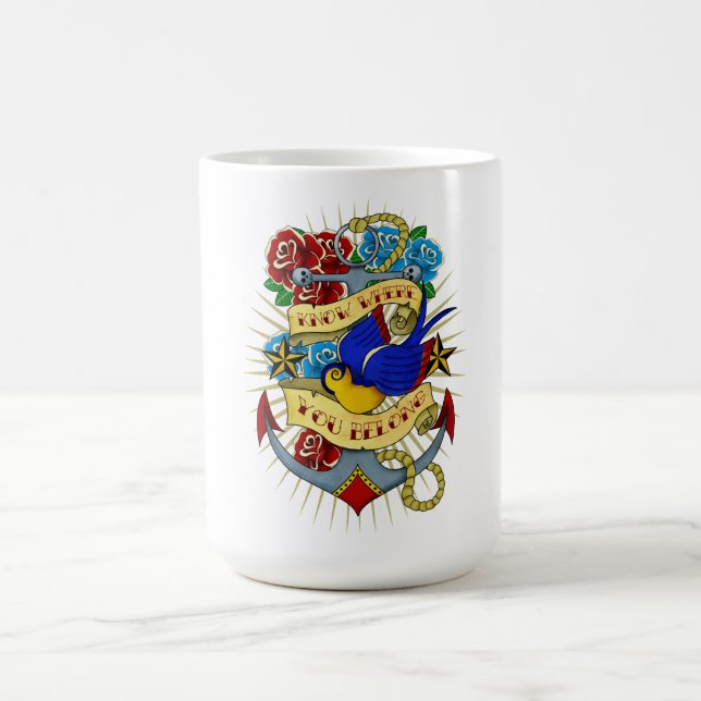 Caneca De Café Âncora, andorinha e rosas (Centro)