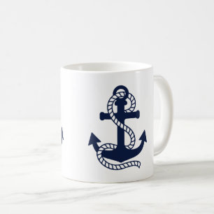Caneca De Café Âncora azul do Marinho náutico {escolha a cor} Mug