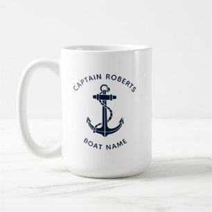 Caneca De Café Âncora de Barco Náutico Capitão e Tripulação Perso