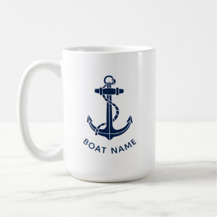 Caneca De Café Âncora de Barco Náutico Viagem à Praia Personaliza