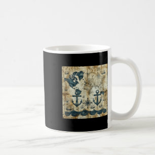 Caneca De Café Âncora de Velho Navio Pirata Náutico Vintage Mar O