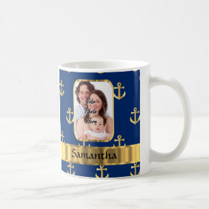 Caneca De Café Âncora do azul e do ouro modelada