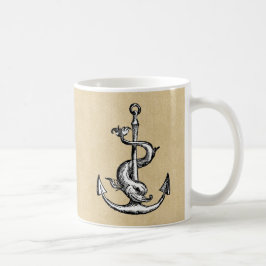 Caneca De Café Âncora e golfinho - Festina Lente