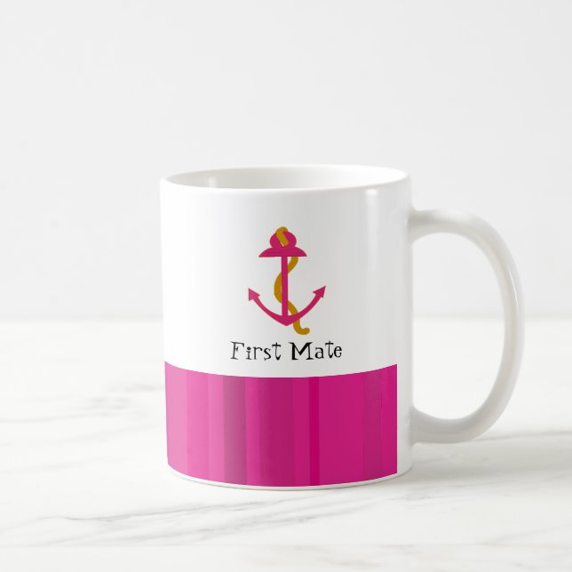 Caneca De Café Âncora Náutica De Barcos Rosa (Direita)