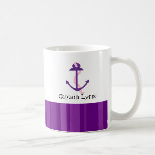 Caneca De Café Âncora Náutica Do Barco Roxo
