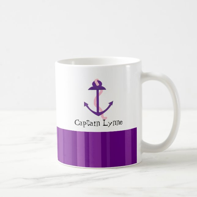 Caneca De Café Âncora Náutica Do Barco Roxo (Direita)