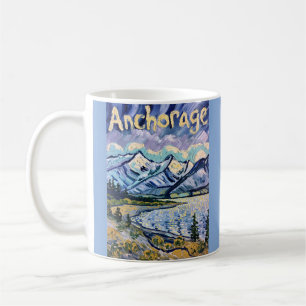 Caneca De Café Ancorage Paisagem Alasca Van Gogh Viagem Vintage