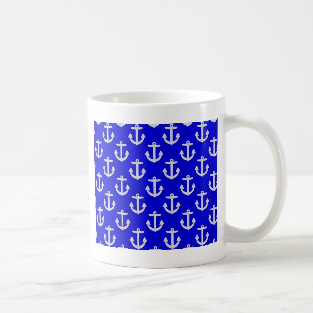 Caneca De Café Âncoras brancas sobre fundo azul (Direita)
