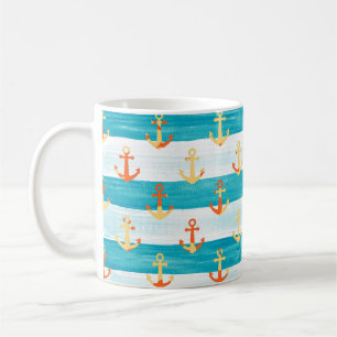 Caneca De Café âncoras de abstrato: padrão de faixa de água.