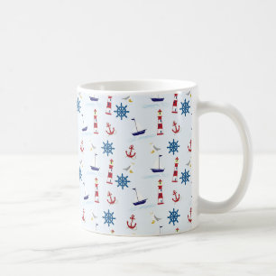 Caneca De Café Âncoras e Cu oceânicos náuticos do café dos fa