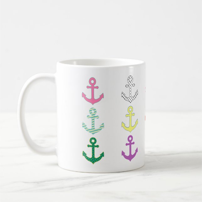 Caneca De Café Âncoras Multicoloridas (Esquerda)