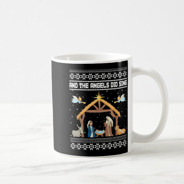 Caneca De Café And The Angels Did Sing Nativity Christian Ugly Ch (Direita)