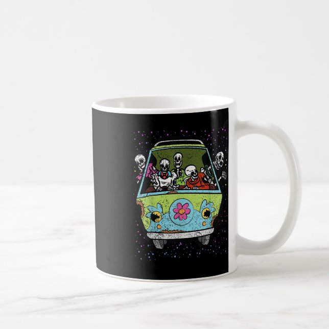 Caneca De Café Andando Hippie Van Halloween Costume Retro Bones (Direita)