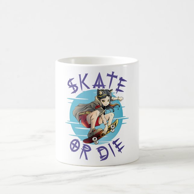 Caneca De Café Andar de skate ou morrer Garota de skate (Centro)