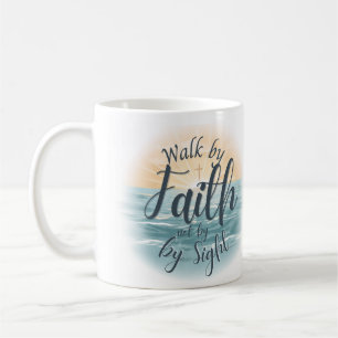 Caneca De Café Ande pela Fé Não pela Visão Versículo da Bíblia Cr