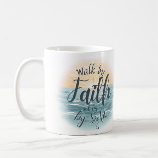 Caneca De Café Ande pela Fé Não pela Visão Versículo da Bíblia Cr