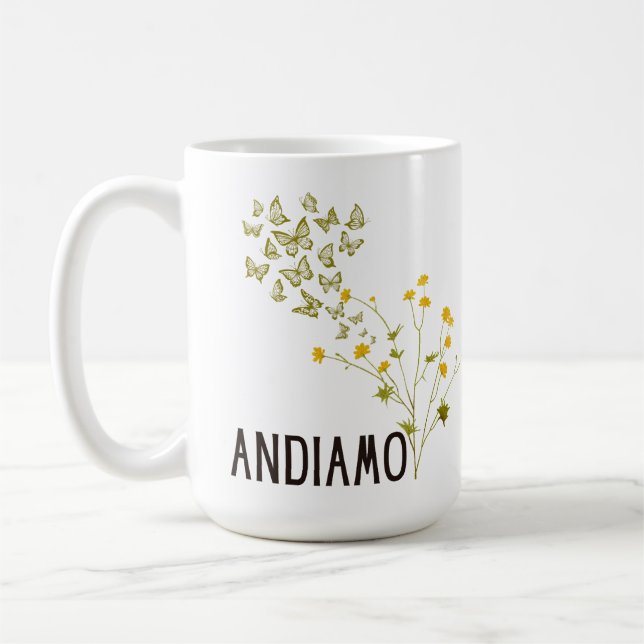 Caneca De Café Andiamo (com borboletas e borboletas) (Esquerda)