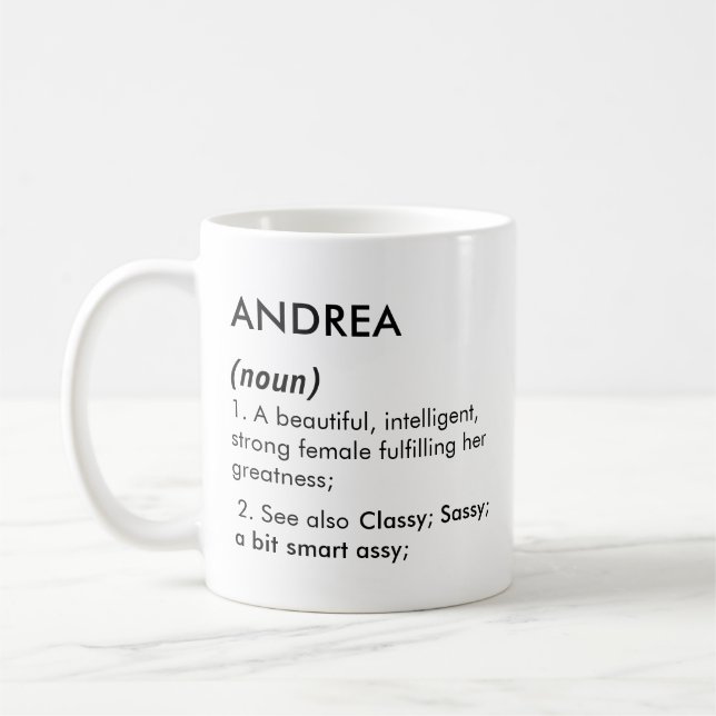 Caneca De Café Andrea name, Editable name, Custom name (Esquerda)