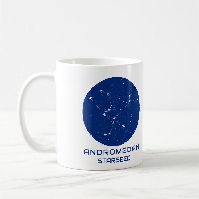 Caneca De Café Andromedan Starseed Mug - Design azul e branco (Esquerda)