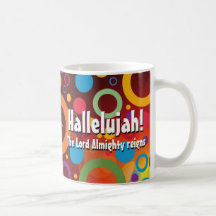 Caneca De Café Anéis de Círculos Vibrantes Retro HALLELUJAH! cr