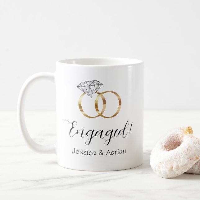 Caneca De Café Anéis de noivado de diamante personalizados Engaja (Com Donut)
