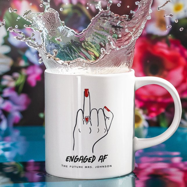 Caneca De Café Anel de Noivado do Dedo AF Futuro Sra. (Criador carregado)