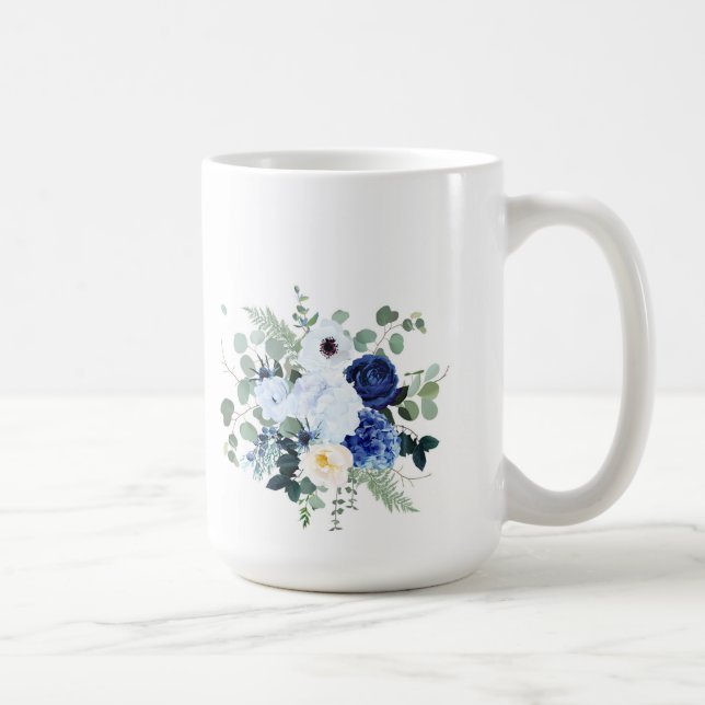 Caneca De Café Anemone Hydrangea Rosa White background (Direita)