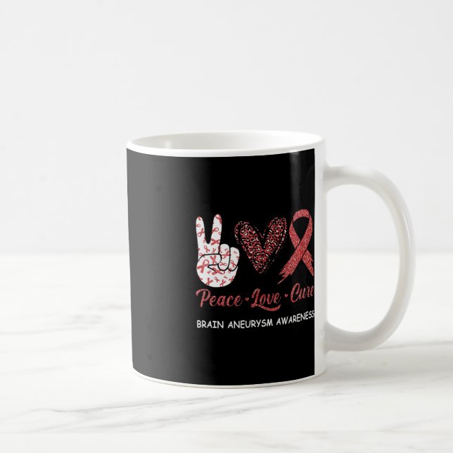 Caneca De Café Aneurismo cerebral Consciência Paz Amor Cura Leopa (Direita)