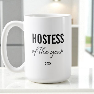 Caneca De Café Anfitriã Personalizada com Letra Preta Simples Mod