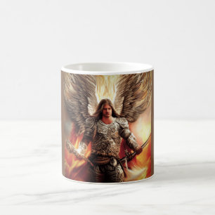 Caneca De Café Angel Of Protection In Armor Watercolor Orange